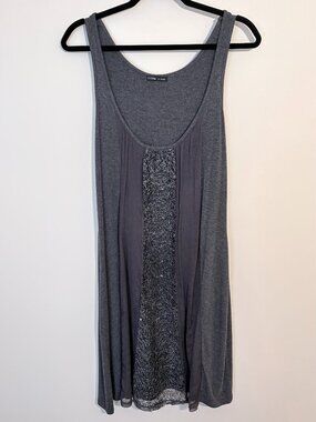 Linq Gray Sleeveless Layered Tunic Dress Mixed Media Size M